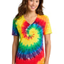 Port & Company Womens Tie-Dye Short Sleeve V-Neck T-Shirt - Rainbow