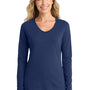 Port & Company Womens Fan Favorite Long Sleeve V-Neck T-Shirt - Team Navy Blue