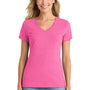 Port & Company Womens Fan Favorite Short Sleeve V-Neck T-Shirt - Heather Neon Pink