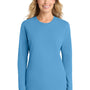 Port & Company Womens Core Long Sleeve Crewneck T-Shirt - Aquatic Blue