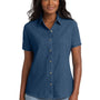 Port & Company Womens Denim Short Sleeve Button Down Shirt - Ink Blue