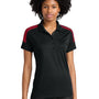 Sport-Tek Womens Moisture Wicking Competitor United Short Sleeve Polo Shirt - Black/Deep Red