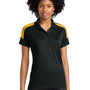 Sport-Tek Womens Moisture Wicking Competitor United Short Sleeve Polo Shirt - Black/Gold