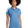 Sport-Tek Womens Moisture Wicking Competitor United Short Sleeve Polo Shirt - Carolina Blue/White