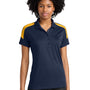 Sport-Tek Womens Moisture Wicking Competitor United Short Sleeve Polo Shirt - True Navy Blue/Gold