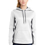 Sport-Tek Womens Sport-Wick Moisture Wicking Fleece Hooded Sweatshirt Hoodie w/ Pouch Pocket - White/Dark Smoke Grey - Closeout