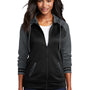 Sport-Tek Womens Sport-Wick Moisture Wicking Fleece Hooded Sweatshirt Hoodie w/ Pockets - Black/Dark Smoke Grey