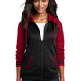 Sport-Tek Womens Sport-Wick Moisture Wicking Fleece Hooded Sweatshirt Hoodie w/ Pockets - Black/Deep Red