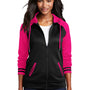 Sport-Tek Womens Sport-Wick Moisture Wicking Fleece Hooded Sweatshirt Hoodie w/ Pockets - Black/Neon Pink