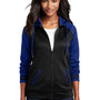 Sport-Tek Womens Sport-Wick Moisture Wicking Fleece Hooded Sweatshirt Hoodie w/ Pockets - Black/True Royal Blue