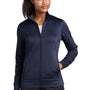 Sport-Tek Womens Sport-Wick Moisture Wicking Fleece Full Zip Sweatshirt w/ Pockets - Navy Blue