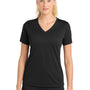 Sport-Tek Womens RacerMesh Moisture Wicking Short Sleeve V-Neck T-Shirt - Black