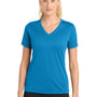 Sport-Tek Womens RacerMesh Moisture Wicking Short Sleeve V-Neck T-Shirt - Pond Blue