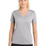 Sport-Tek Womens RacerMesh Moisture Wicking Short Sleeve V-Neck T-Shirt - Silver Grey