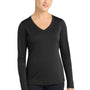 Sport-Tek Womens Competitor Moisture Wicking Long Sleeve V-Neck T-Shirt - Black