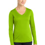 Sport-Tek Womens Competitor Moisture Wicking Long Sleeve V-Neck T-Shirt - Lime Shock Green
