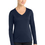 Sport-Tek Womens Competitor Moisture Wicking Long Sleeve V-Neck T-Shirt - True Navy Blue