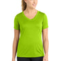 Sport-Tek Womens Competitor Moisture Wicking Short Sleeve V-Neck T-Shirt - Lime Shock Green