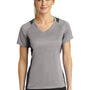 Sport-Tek Womens Contender Heather Moisture Wicking Short Sleeve V-Neck T-Shirt - Heather Vintage Grey/Black - Closeout