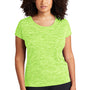 Sport-Tek Womens Electric Heather Moisture Wicking Short Sleeve Crewneck T-Shirt - Lime Shock Green Electric - Closeout