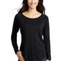 Sport-Tek Womens Moisture Wicking Long Sleeve Scoop Neck T-Shirt - Black - Closeout