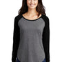 Sport-Tek Womens Moisture Wicking Long Sleeve Scoop Neck T-Shirt - Heather Dark Grey/Black - Closeout