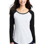 Sport-Tek Womens Moisture Wicking Long Sleeve Scoop Neck T-Shirt - White/Black - Closeout