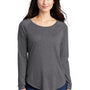 Sport-Tek Womens Moisture Wicking Long Sleeve Scoop Neck T-Shirt - Heather Dark Grey - Closeout