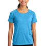 Sport-Tek Womens Moisture Wicking Short Sleeve Scoop Neck T-Shirt - Heather Pond Blue - Closeout