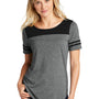 Sport-Tek Womens Fan Moisture Wicking Short Sleeve Crewneck T-Shirt - Heather Dark Grey/Black - Closeout