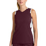 Sport-Tek Womens Club Moisture Wicking V-Neck Tank Top - Maroon/White