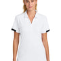 Sport-Tek Womens Club Colorblock Moisture Wicking Short Sleeve Polo Shirt - White/Black