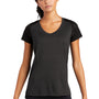 Sport-Tek Womens Endeavor Moisture Wicking Short Sleeve V-Neck T-Shirt - Heather Black/Black - Closeout