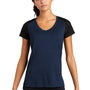 Sport-Tek Womens Endeavor Moisture Wicking Short Sleeve V-Neck T-Shirt - Heather Dark Royal Blue/Black - Closeout