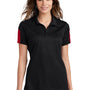 Sport-Tek Womens Active Mesh Moisture Wicking Short Sleeve Polo Shirt - Black/True Red - Closeout