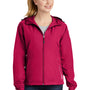 Sport-Tek Womens Water Resistant Full Zip Hooded Jacket - Raspberry Pink/White - Closeout