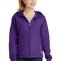 Sport-Tek Womens Water Resistant Full Zip Hooded Jacket - Purple/White - Closeout