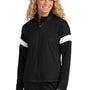 Sport-Tek Womens Moisture Wicking Travel Full Zip Jacket - Black/White