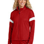 Sport-Tek Womens Moisture Wicking Travel Full Zip Jacket - Deep Red/White