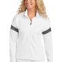 Sport-Tek Womens Moisture Wicking Travel Full Zip Jacket - White/Iron Grey