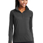 Sport-Tek Womens Sport-Wick Moisture Wicking 1/4 Zip Sweatshirt w/ Pouch Pocket - Charcoal Grey