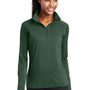 Sport-Tek Womens Sport-Wick Moisture Wicking 1/4 Zip Sweatshirt w/ Pouch Pocket - Forest Green