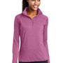 Sport-Tek Womens Sport-Wick Moisture Wicking 1/4 Zip Sweatshirt w/ Pouch Pocket - Heather Pink Rush