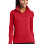 Sport-Tek Womens Sport-Wick Moisture Wicking 1/4 Zip Sweatshirt w/ Pouch Pocket - True Red