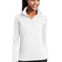 Sport-Tek Womens Sport-Wick Moisture Wicking 1/4 Zip Sweatshirt w/ Pouch Pocket - White