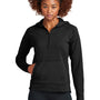 Sport-Tek Womens Sport-Wick Moisture Wicking 1/4 Zip Hooded Sweatshirt Hoodie w/ Pouch Pocket - Black
