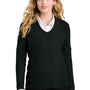 Port Authority Womens Easy Care Long Sleeve V-Neck Sweater - Deep Black