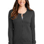 Port Authority Womens Long Sleeve Cardigan Sweater - Heather Charcoal Grey - Closeout