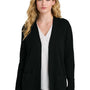 Port Authority Womens Easy Care Open Front Long Sleeve Cardigan Sweater w/ Pockets - Deep Black