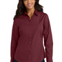 Port Authority Womens Carefree Stain Resistant Long Sleeve Button Down Shirt - Burgundy